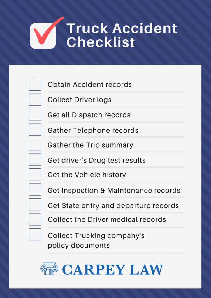 Truck Accidents Checklist - Carpey Law